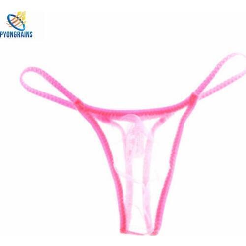 PYONGRAINS Men Gay Underwears Thongs Sexy Male G-strings Underpants Shorts Perspective Transprant Solid Gay Erotic Lingerie