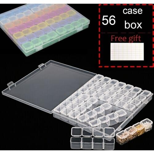 New 56 Grids 5D DIY Diamond Painting Drill Box Jewelry Box Rhinestone Embroidery Crystal Bead Organizer Storage Case Container