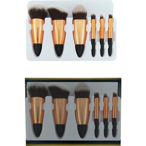 Special high quality wooden handle synthetic hair mini 6pcs make up brush kits in with box