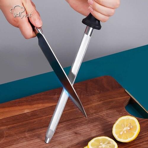 Knife Sharpener Rod 9.5" Honing Steel Chef Knives Sharpening Steels Stick for Kitchen Professional Carbon Steel Knife Sharpeners