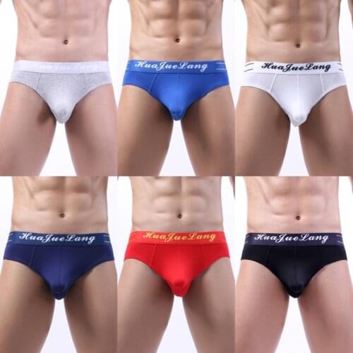 Men Solid Underwear Briefs Cotton Breathable Male Panties Low Waist Cueca Tanga U Penis Pouch Comfortable Underpants Slip Homme