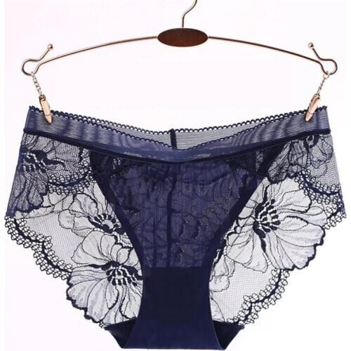 Hot Sales Sexy Sheer Lace Panties Womens Underwear Transparent Sheer Lace Briefs Tangas Knickers Soft Lace Panty 5 Colors