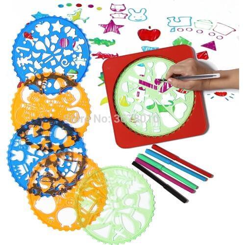 Creative DIY Drawing templates with fixed Board Ruler Sketcher Toy Spirograph Stencils Art For Painting Learning Educational Toy