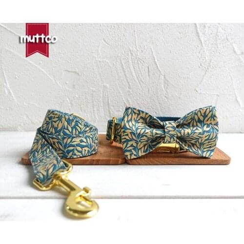 MUTTCO unique dog collar THE GOLDEN LEAVES convenient to walk the dog leash accessory for small medium large dog 5 size UDC089B