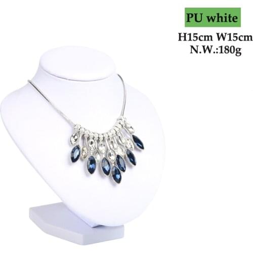 FashionModel Show Exhibitor 6 Options PU White Leather Jewelry Display Woman Necklaces Pendants Mannequin JewelryStand Organizer