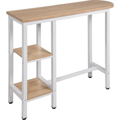 1PC Kitchen Bar Counter Table Bistro Breakfast Dining Coffee Table with 2-Tier Storage Shelves for Beverage Display Shelving