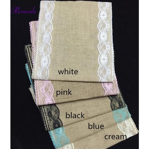 1PC/LOT Grand Home Decor Brief Vintage Table Runner Lace Nature Jute Table cloth For Christmas & Wedding Decoration
