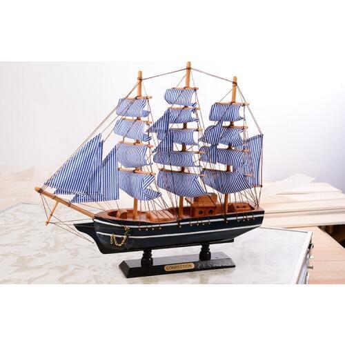 1PC Handmade Assembly Ship Craft Wooden Mediterran Sailing Boat Wood Sailboat Model Home Decor Toy Model Building Kits KN 053