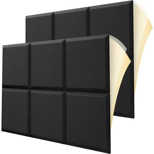 12 Pack Sound Proof Foam Panels Self Adhesive 1inch x 12inch x 12inch Fuss Free Installation Sound Proofing Padding