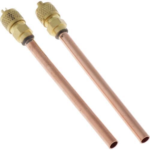 2 Pcs 0.25 inches Dia Copper Tube Air Conditioner Refrigeration Access Valve