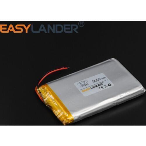 3.7V 105283 5000mAh Rechargeable li Polymer Li-ion Battery For GPS PSP MP3 SPeaker DIY PAD Power LED Tablet pc MID IPAQ