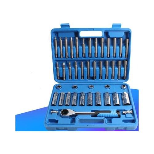 43pcs Steering Hub Suspension Shock Absorber Strut Nut Removal Tool Go-thru Socket Kit Ratchet Sockets Set Car Repair