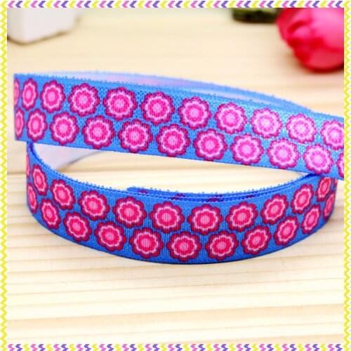 5/8'' Free shipping Fold Elastic FOE flowers printed headband headwear hairband diy decoration wholesale OEM P4339