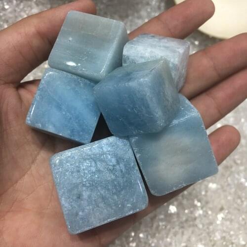 5Pcs Natural Large Size Blue Aquamarine Cube Stone Crystal Rock Quartz Gemstone Mineral Specimen DIY Jewelry Decoration Gift