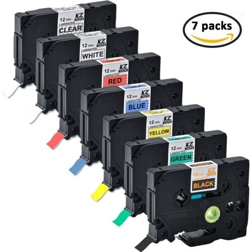 7units TZe-131/231/431/531/631/731/334 12mm laminated label tape tze-231 brother P touch Pt-h105 Pt-h110 Pt-d210