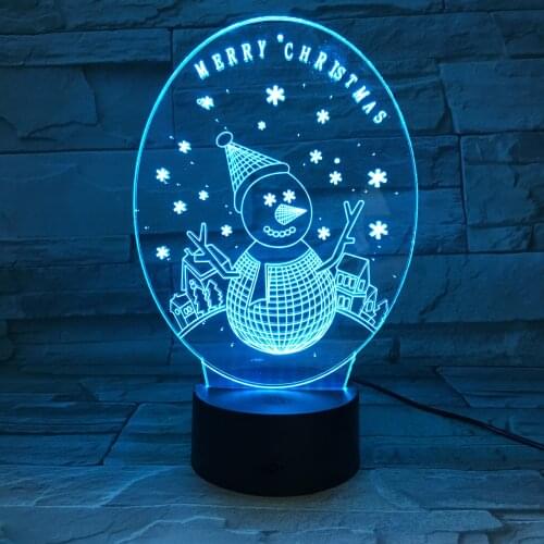 USB Acrylic Night Light LED 3D Table Lamp Bedroom Snowman Nightlight Kids Merry Christmas Gift Atmosphere Decoration Dropship