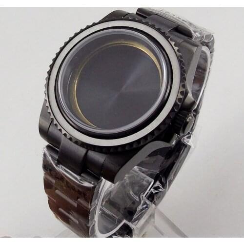 40MM Accessories Parts Sapphire Glass Seeing Back PVD coated Rotating Bezel Watch Case Fit NH35A NH36A ETA 2836 Miyota Movement