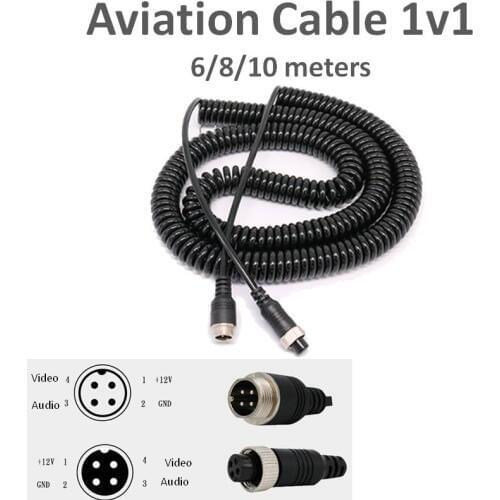 6/8/10m Aviation cable for Car camera Car DVR Video Cable car front/back camera & CCTV monitor & subwoofer& rearview camera