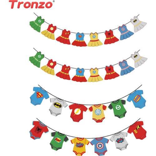 Tronzo Birthday Party Banner Super Hero Boy Girl Paper Banners Baby Shower Decor For Birthday Party Decorations Kids Favors 2020