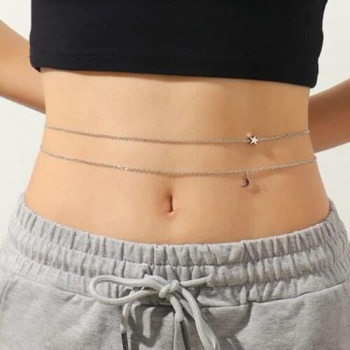 Sexy Vintage Moon Star Belly Chain Body Chain Waist Chain Belt Streetwear Summer Women Fashion Body Jewelry CN697