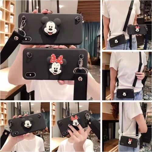 Disney Mickey Mouse Minnie imd phone case for iPhone 11 Pro Max mini 6 7 8 plus XR X XS MAX SE Anime shockproof shell with rope