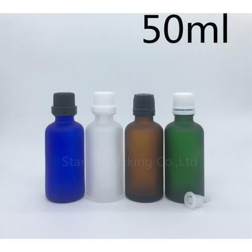 Travel bottle 50ml Green blue amber transparent frosted Glass Bottle, Vials Essential Oil Bottle with tamper evident cap 500pcs