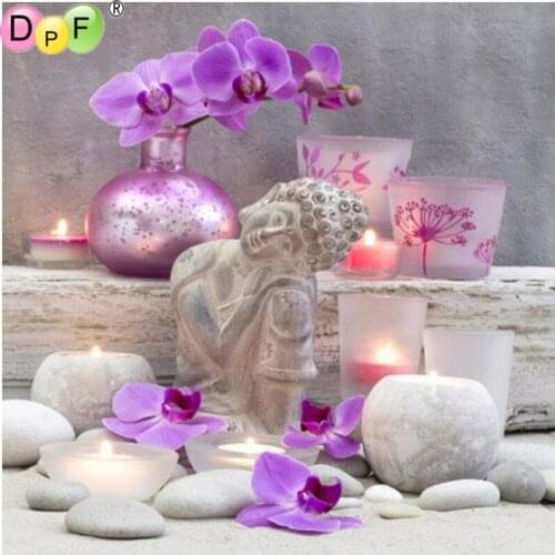DPF Diamond Embroidery Orchid Buddha wall Diamond Painting Cross Stitch Square diamond Mosaic kit Needlework home Decor picture
