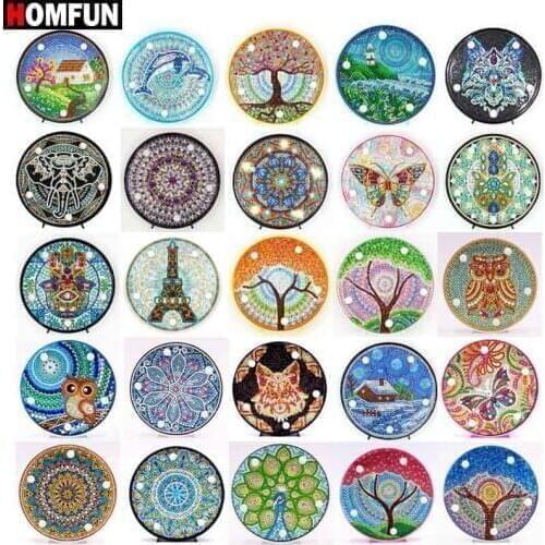 HOMFUN Diamond Painting LED Lamp Light Mandala 5D Diamond Embroidery Landscape Rhinestones DIY Diamond Christmas Halloween Gift