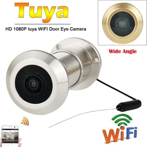 1080P Wifi Tuya Camera 180 Dgree Wide Angle Infrared Night Vision Peephole Mini Cat Eye Door Two-way Voice Intercom P2P Cameras