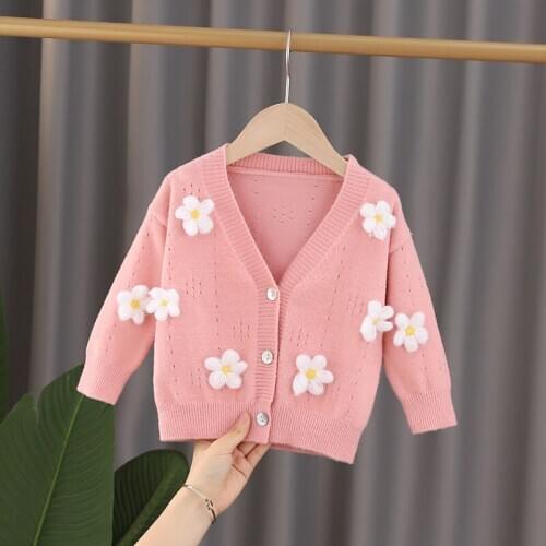 Kids Girls Cardigan Sweaters Spring Autumn Baby Girl Solid Cotton Sweater Jacket Children Knitted Kids Sweaters Girls