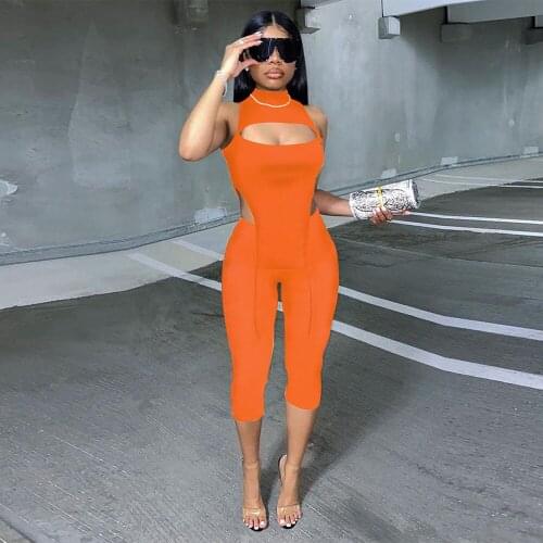Solid Fitness Two Piece Pant Suit Women Summer Hollow Out Long Version Irregular Tops and Mid Calf Trouser Streetwear Outfits