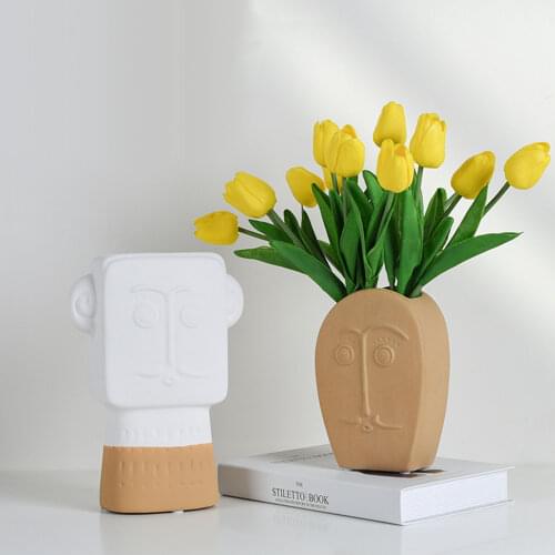 Creative Light Luxury Human Face Ceramic Vase Nordic Simple Living Room Flower Arrangement Dried Flower Model Room Home Decor