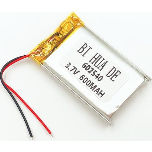 Li-po 3.7V,600mAH,[602540] Polymer lithium ion / Li-ion battery for DVR RECORD,MP3,MP4,TOY,GPS,SMART WATCH,SPORT CAMERA