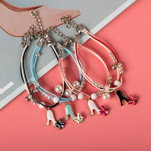 Cute Metal Drip Glaze Pendant Bracelet Hand-Wowen Gift Bracelets Bangles For women Girl Children Wholesale #XN032