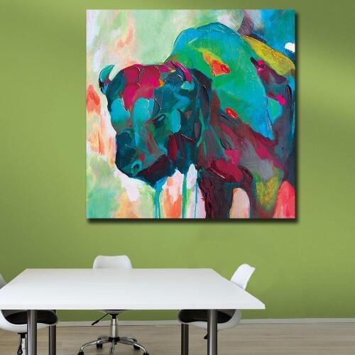 Fashion Oil Painting Pop Art Watercolor Buffalo Paiting Home Decor on Canvas Modern Wall Art Canvas Print Poster Canvas Painting