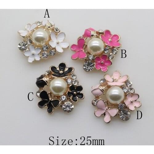 Fashion New 50pc 25MM Flower flat back Golden alloy buttons/ craft decorative button 2017 DIY wedding embelishment button