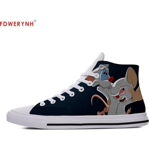Man Casual Shoes Pinky And The Brain Classic Help Diy Individualization Canvas Men Leisure Walking Shoes Of White