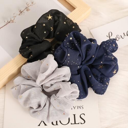 Print Stars Soft Elastic Girls Sweet Hair Bands Women Dreamy Ponytail Holder Scrunchie Headband Rubber Fashion Hair Accessories