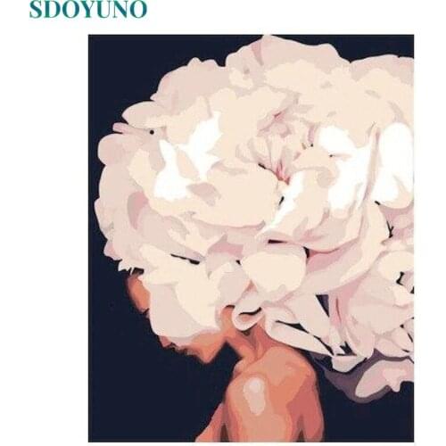 SDOYUNO 60x75cm Oil Painting By Numbers Flower Figure DIY Pictures By Numbers On Canvas Frameless Hand Painting Home Decor