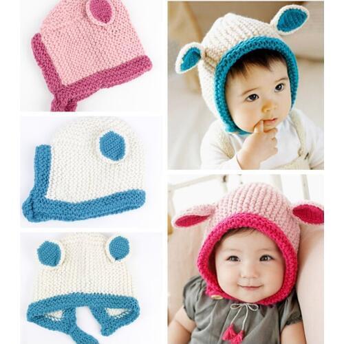 New Innovative Animal Shape Wool Hat Rabbit Ears Knitted Hat Baby Autumn and Winter Hat Beanie Caps Photography Props