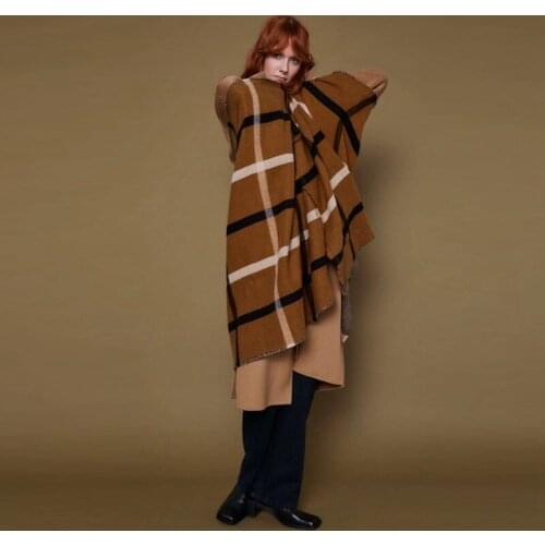 New Cashmere Double-sided Soft Touch Plaid Scarf. Lengthen The Shawl In Autumn and Winter. Fashion Dual Purpose Scarf