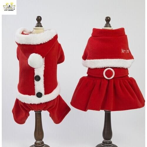 New Fashion Pet Dog Christmas Costume Small Pet Warm And Comfortable Autumn And Winter Four-Legged Clothes Cute Princess Dress
