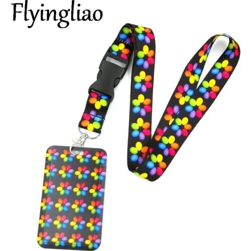 Easter Colorful Eggs Flowers Lanyard Credit Card ID Holder Bag Student Women Travel Card Cover Badge Car Keychain Accessories