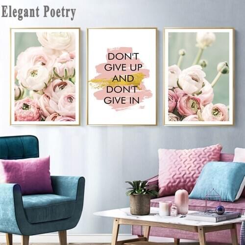 Scandinavian Art Flower Canvas Poster Pink Floral Print Painting Nordic Style Wall Picture Modern Living Room Decoration