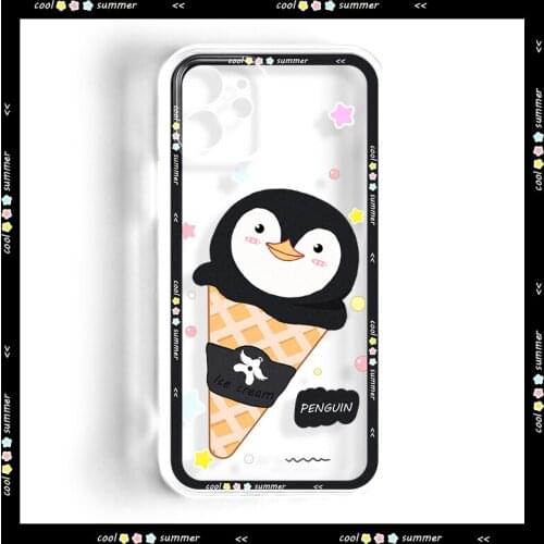 ASINA Transparent TPU Case For iPhone 12 11 Pro Max XS Max XR Soft Cute Cartoon Ice Cream Cover For iPhone 8 7 6 Plus SE2020