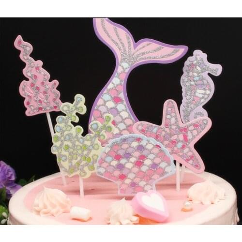 Mermaid Cake Border Baby Cake Topper Kids Birthday Cupcake Wrapper Decorating Tool Wedding Birthday Party Supplies