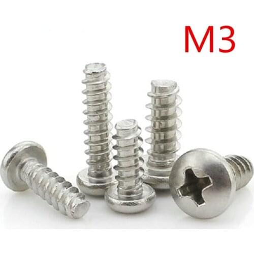 M3*4/5/6/8/10/12/16/20 Stainless Steel Pan Head Philips Type F Self Tapping Screw For Plastic PB3