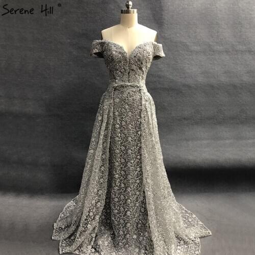 Grey Sweetheart Sexy Luxury Prom Dresses 2020 Latest Design Crystal Lace Prom Gowns Serene Hill BLA60928