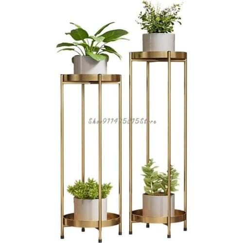 Nordic Living Room Balcony Flower Pot Rack Simple Double-layer Iron Flower Rack Green Radish Shelf Decoration Rack