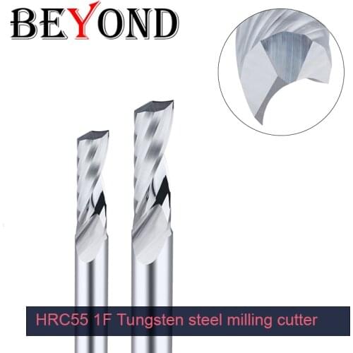BEYOND HRC55 Tungsten Steel Single Edge End-mills CNC Engraving Machine Carbide Milling Cutter CNC Acrylic PVC4mm